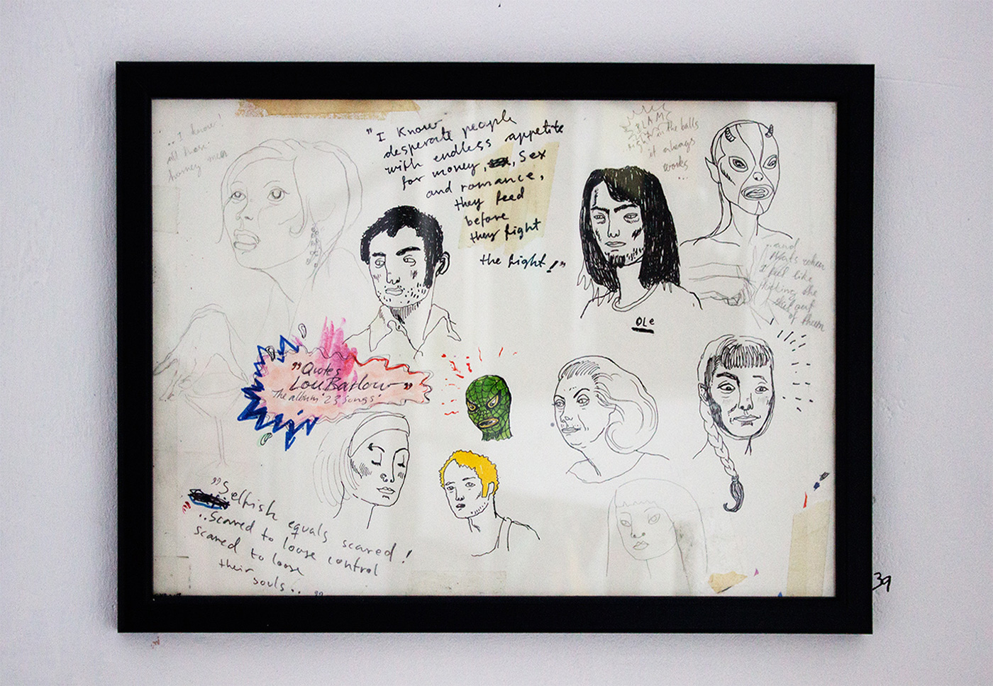 Faces & Quotes Lou Barlow – 21 x 29,7 cm. - Louise Bech Pedersen stærke og udtryksfulde kunst illustrationer og tegninger, dygtig dansk illustrator