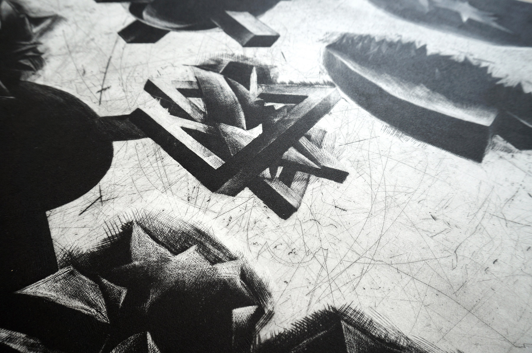 Perpetuum Mobile LXIX | Kunsttryk, Engraveringer | Tomasz Winiarski | Beauton Art Gallery kunsttryk, engraveringer, abstrakte, geometriske, grafiske, landskab, monokrome, natur, mønstre, sorte, grå, hvide, blæk, papir, abstrakte-former, efterår, sort-hvide, dansk, dekorative, design, interiør, bolig-indretning, nordisk, skandinavisk, sceneri, Køb original kunst og kunstplakater. Malerier, tegninger, limited edition kunsttryk & plakater af dygtige kunstnere.