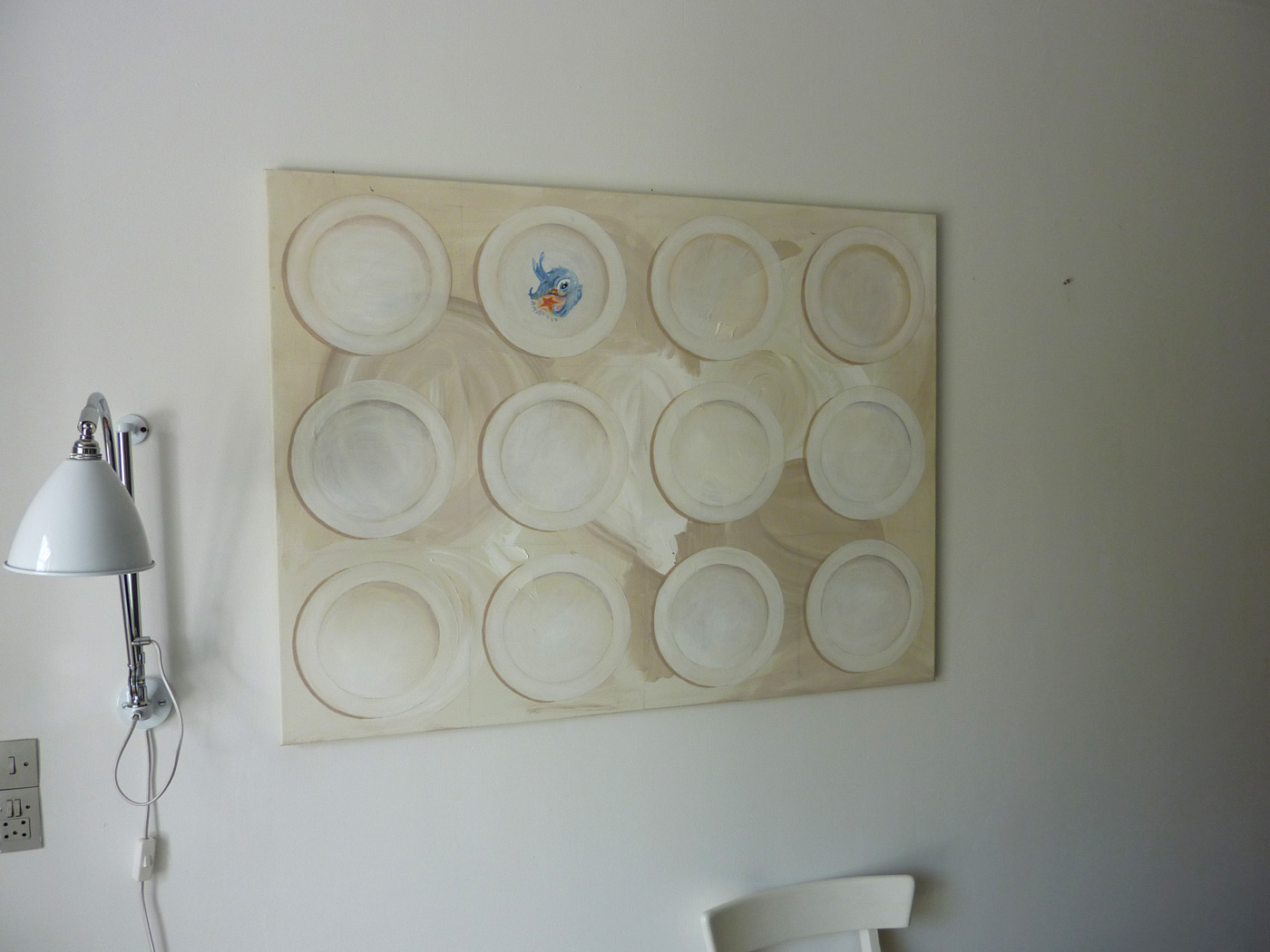 Maleri til salg lyse farver beige hvid