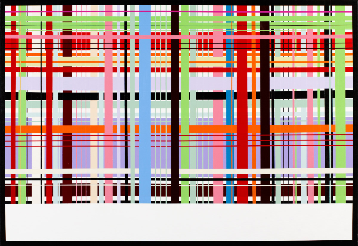 minimalistisk maleri, farverig, enkelt, stilrent, linjer, farver, rød, grafisk, design