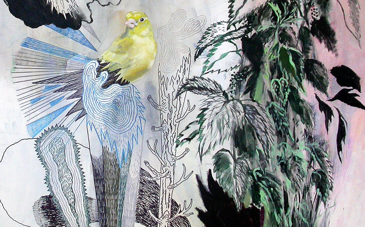 Canary - 120 x 91. Et originalt maleri af kunstner Louise Bech Pedersen. Kunst online gallerier, Store flotte abstrakte malerier med dyr, gaveide, gave, boligindretning, dygtige kunstnere
