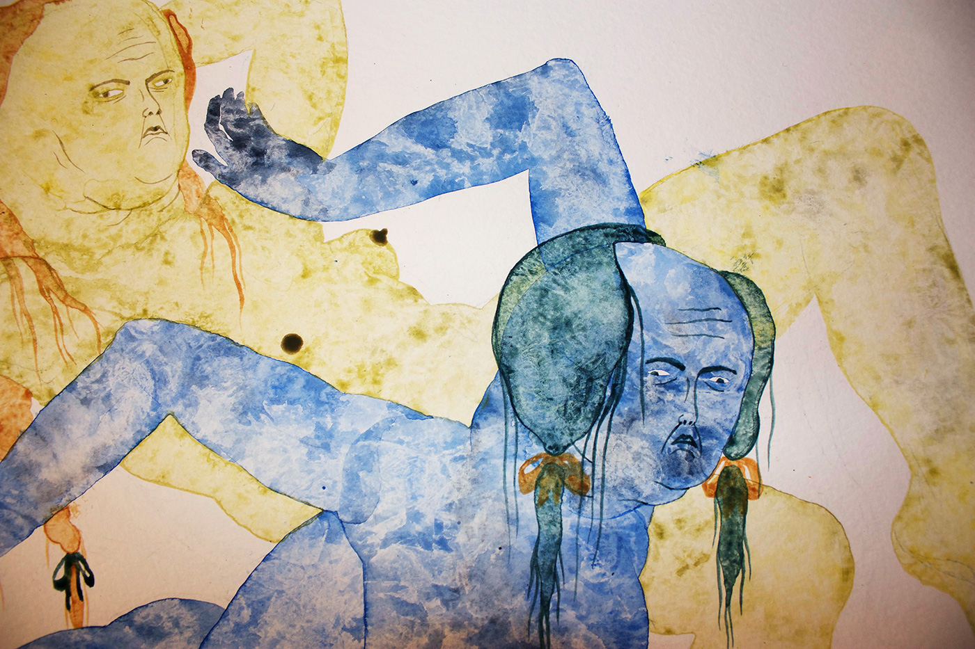 Zouc | Tegninger, Gouache | Marthe Jung | Beauton Art Gallery tegninger, gouache, æstetiske, figurative, portræt, kroppe, stemninger, seksualitet, blå, gule, gouache, papir, erotiske, ekspressionisme, nøgenhed, seksuel, Køb original kunst af den højeste kvalitet. Malerier, tegninger, limited edition kunsttryk & plakater af dygtige kunstnere.