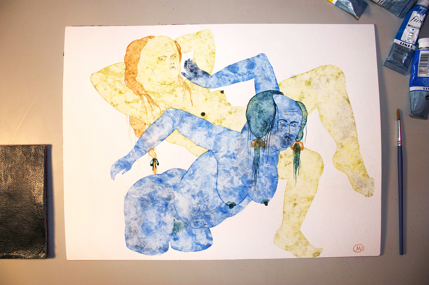 Zouc | Tegninger, Gouache | Marthe Jung | Beauton Art Gallery tegninger, gouache, æstetiske, figurative, portræt, kroppe, stemninger, seksualitet, blå, gule, gouache, papir, erotiske, ekspressionisme, nøgenhed, seksuel, Køb original kunst af den højeste kvalitet. Malerier, tegninger, limited edition kunsttryk & plakater af dygtige kunstnere.