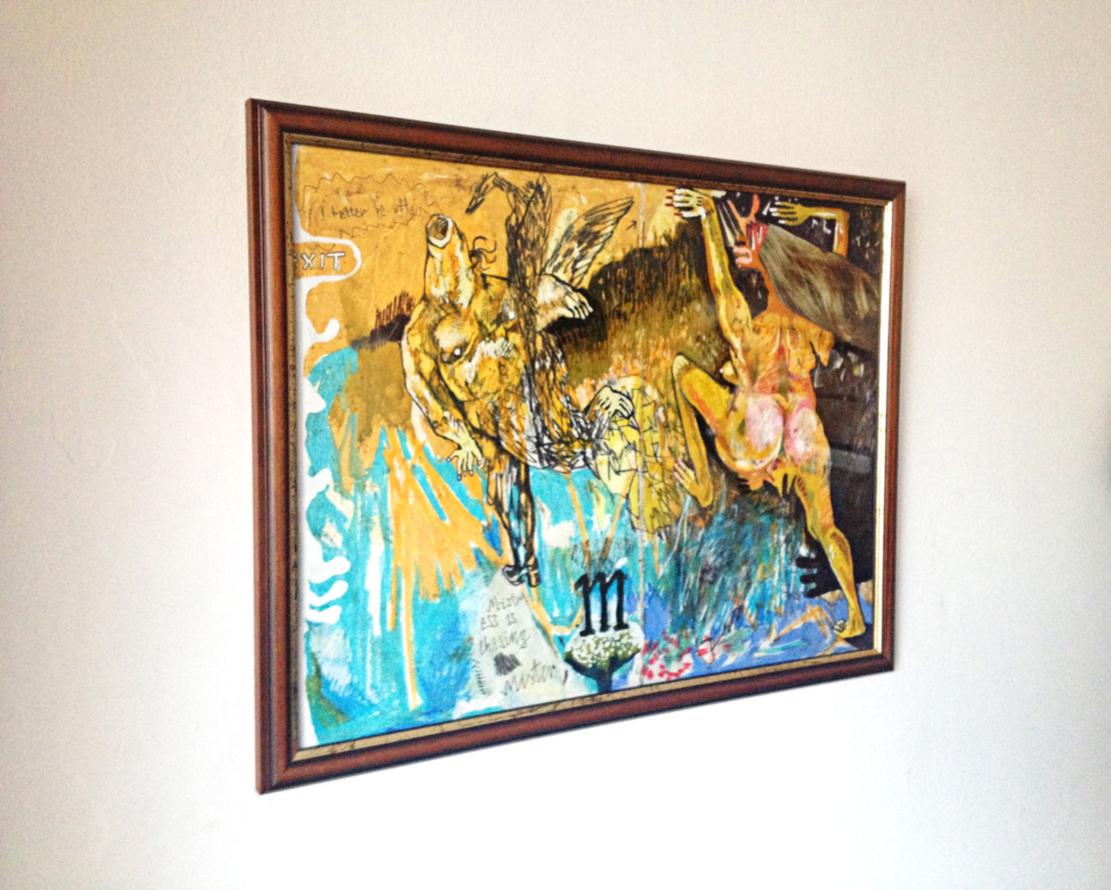 Mistress Chasing Mister - 30 - 42 cm. Original tegning af kunstner Piotr Dudek.