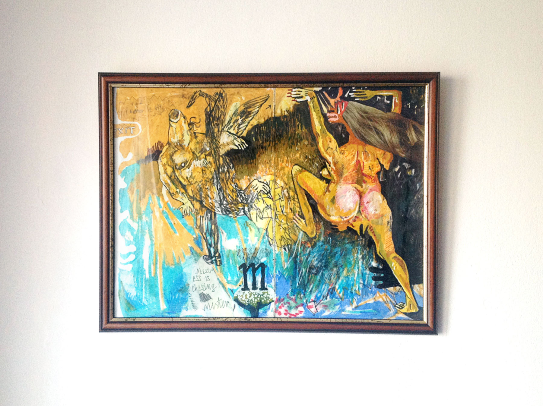 Mistress Chasing Mister - 30 - 42 cm. Original tegning af kunstner Piotr Dudek.