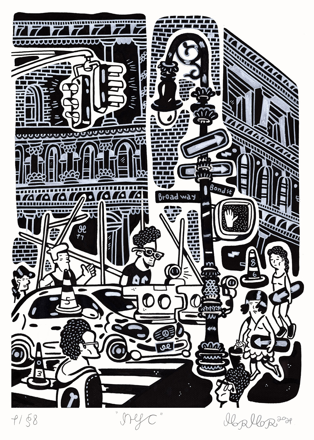 Big NYC | Plakater-posters-kunsttryk, Giclee-tryk | Mormor | Beauton Art Gallery plakater-posters-kunsttryk, giclee-tryk, børnevenlige, grafiske, illustrative, monokrome, pop, arkitektur, tegneserier, humor, mennesker, sorte, grå, blæk, papir, arkitektoniske, byer, samtidskunst, dansk, dekorative, design, interiør, bolig-indretning, moderne, moderne-kunst, nordisk, skandinavisk, Buy original high quality art. Paintings, drawings, limited edition prints & posters by talented artists.