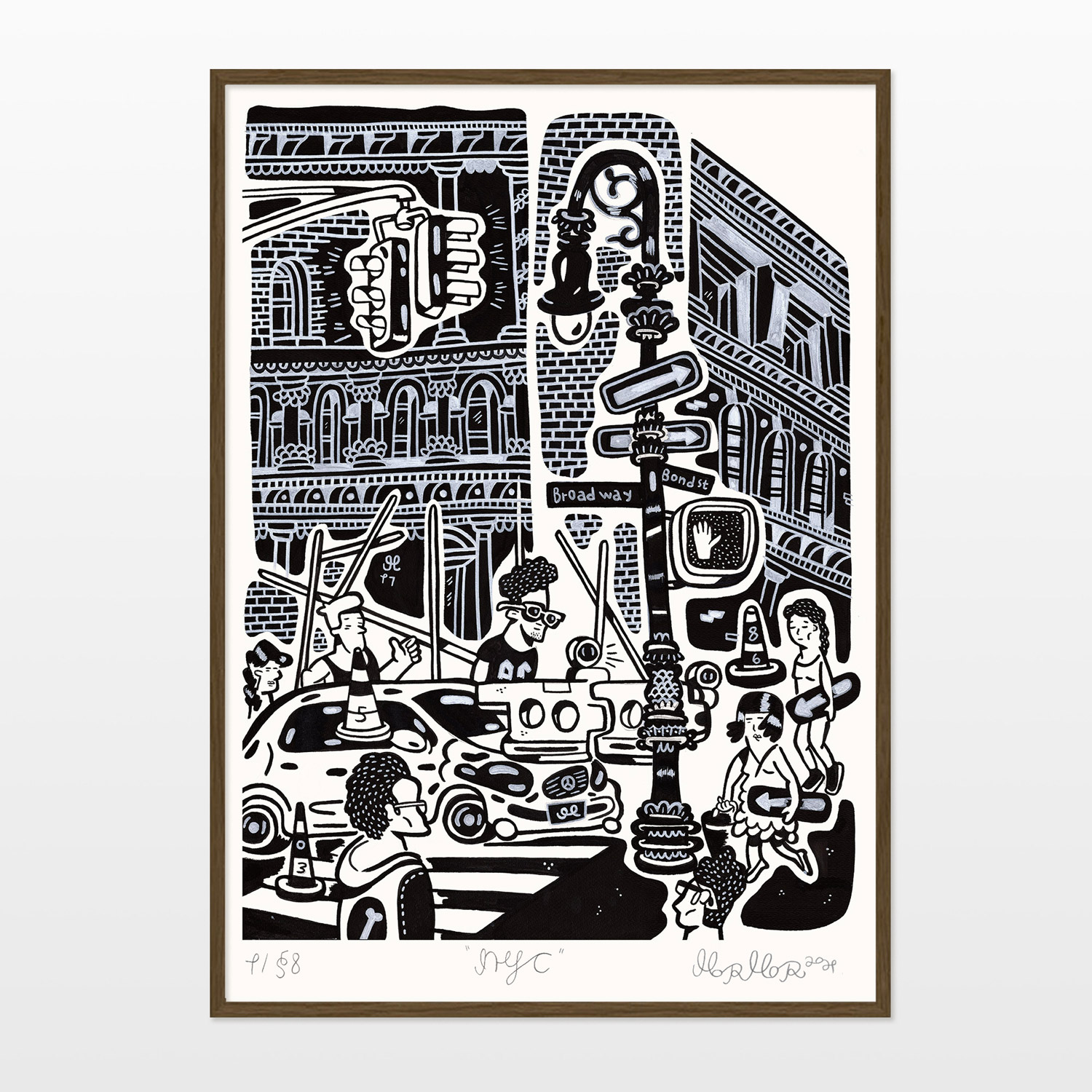 Big NYC | Plakater-posters-kunsttryk, Giclee-tryk | Mormor | Beauton Art Gallery plakater-posters-kunsttryk, giclee-tryk, børnevenlige, grafiske, illustrative, monokrome, pop, arkitektur, tegneserier, humor, mennesker, sorte, grå, blæk, papir, arkitektoniske, byer, samtidskunst, dansk, dekorative, design, interiør, bolig-indretning, moderne, moderne-kunst, nordisk, skandinavisk, Buy original high quality art. Paintings, drawings, limited edition prints & posters by talented artists.