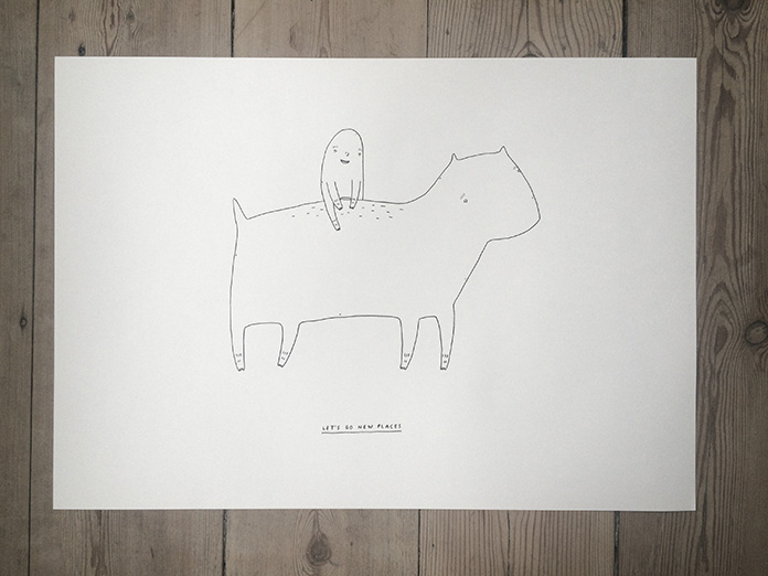 Let's go new places - 42 x 30 cm. En original kunst illustration af My Buemann. stærke og udtryksfulde kunst illustrationer og tegninger, dygtig dansk illustrator, tegner