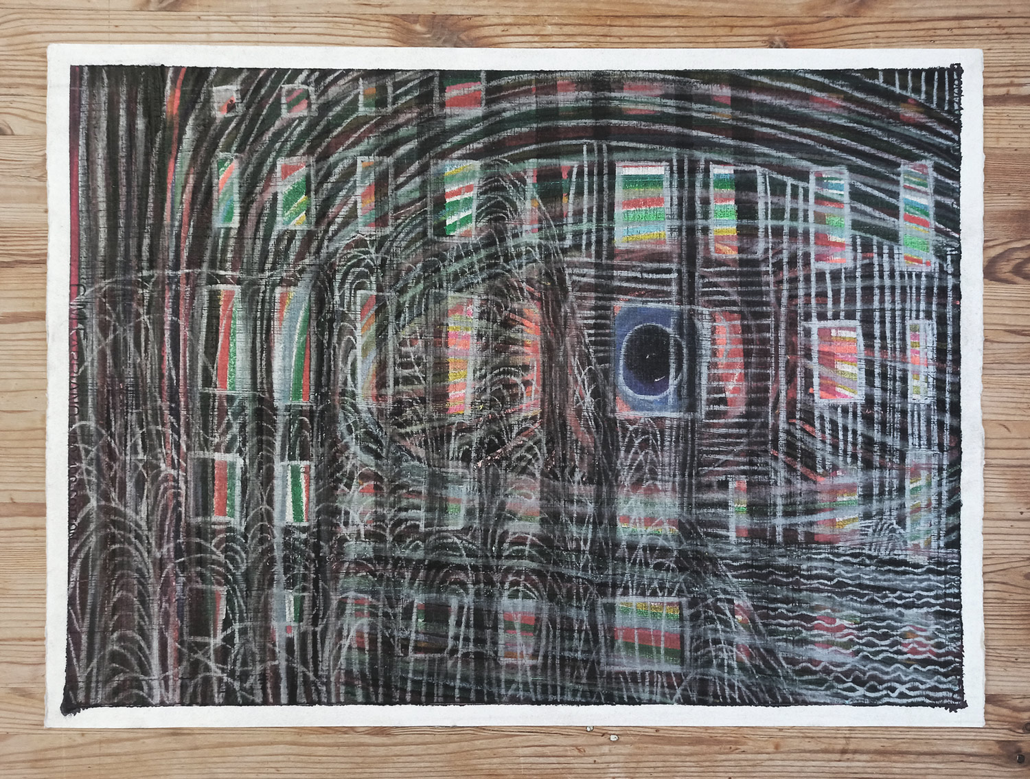 tegninger, figurative, minimalistiske, mønstre, mennesker, sorte, pastel, røde, hvide, kridt, papir, andre-medier, samtidskunst, ansigter, rolige, underlig, Køb original kunst og kunstplakater. Malerier, tegninger, limited edition kunsttryk & plakater af dygtige kunstnere.