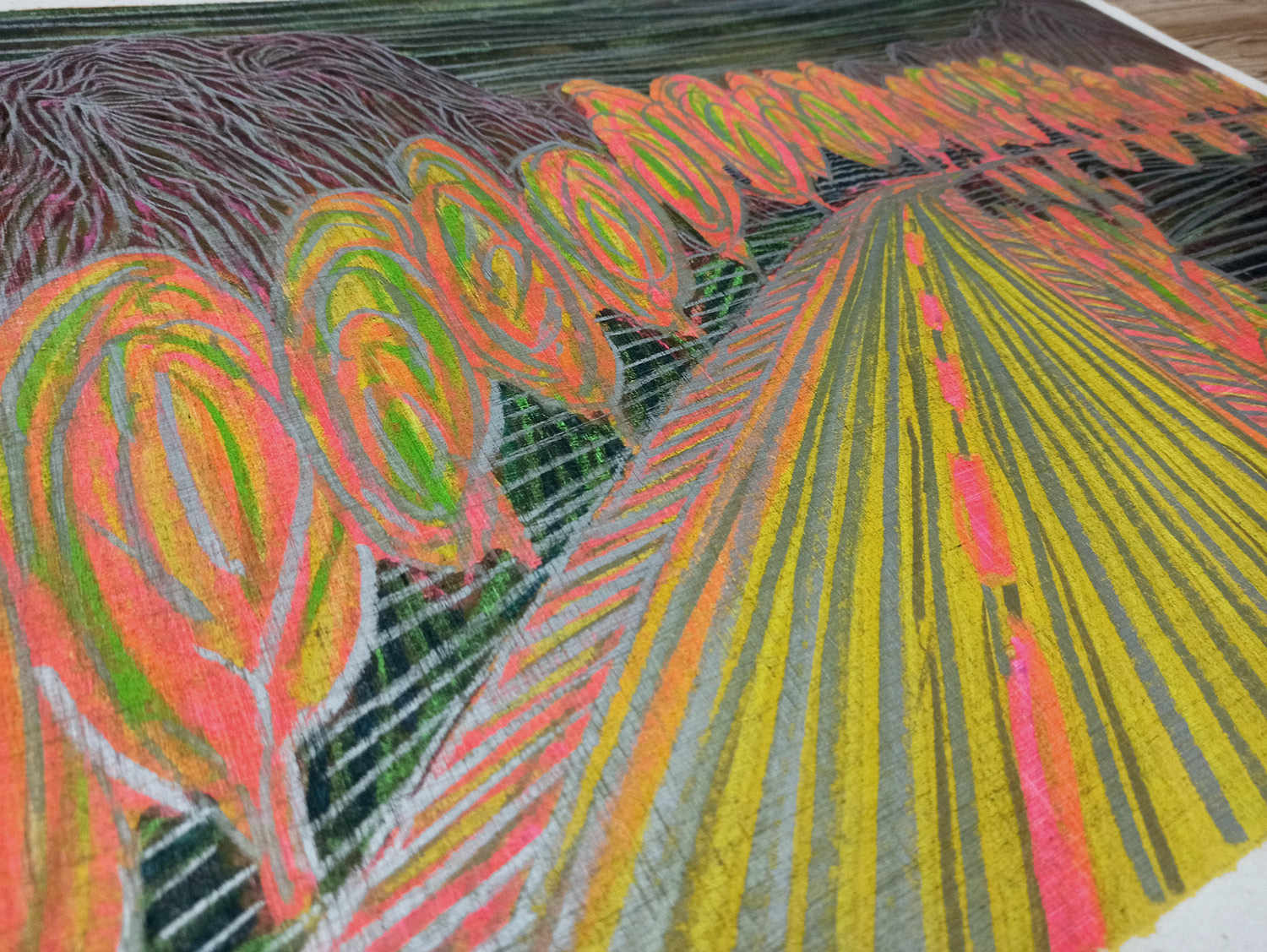 tegninger, malerier, farverige, landskab, minimalistiske, natur, mønstre, sorte, orange, gule, papir, andre-medier, samtidskunst, naturlig, rolige, Køb original kunst og kunstplakater. Malerier, tegninger, limited edition kunsttryk & plakater af dygtige kunstnere.