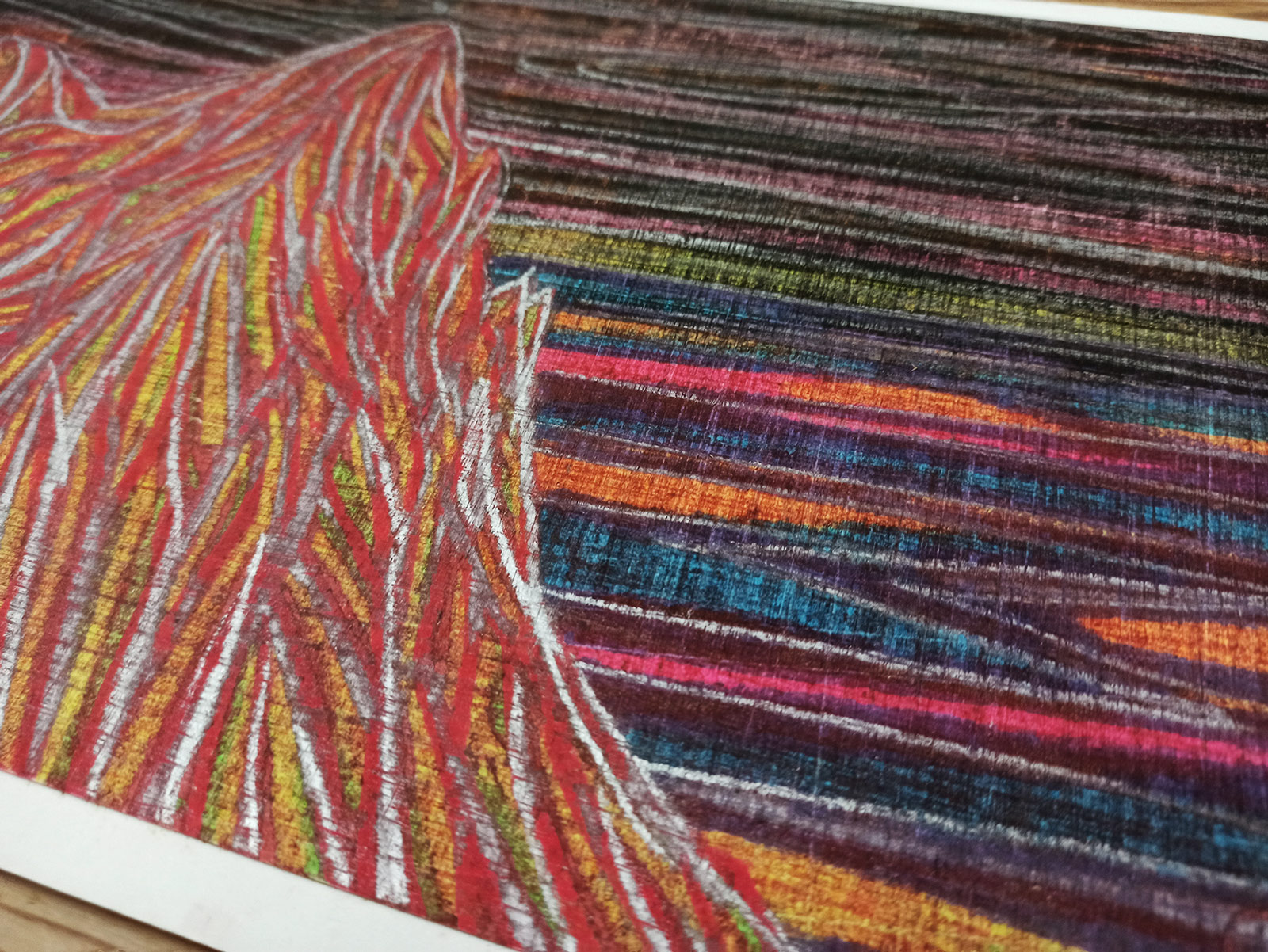 tegninger, farverige, landskab, minimalistiske, natur, himmel, sorte, pastel, røde, violette, kridt, papir, samtidskunst, bjerge, naturlig, rolige, Køb original kunst og kunstplakater. Malerier, tegninger, limited edition kunsttryk & plakater af dygtige kunstnere.