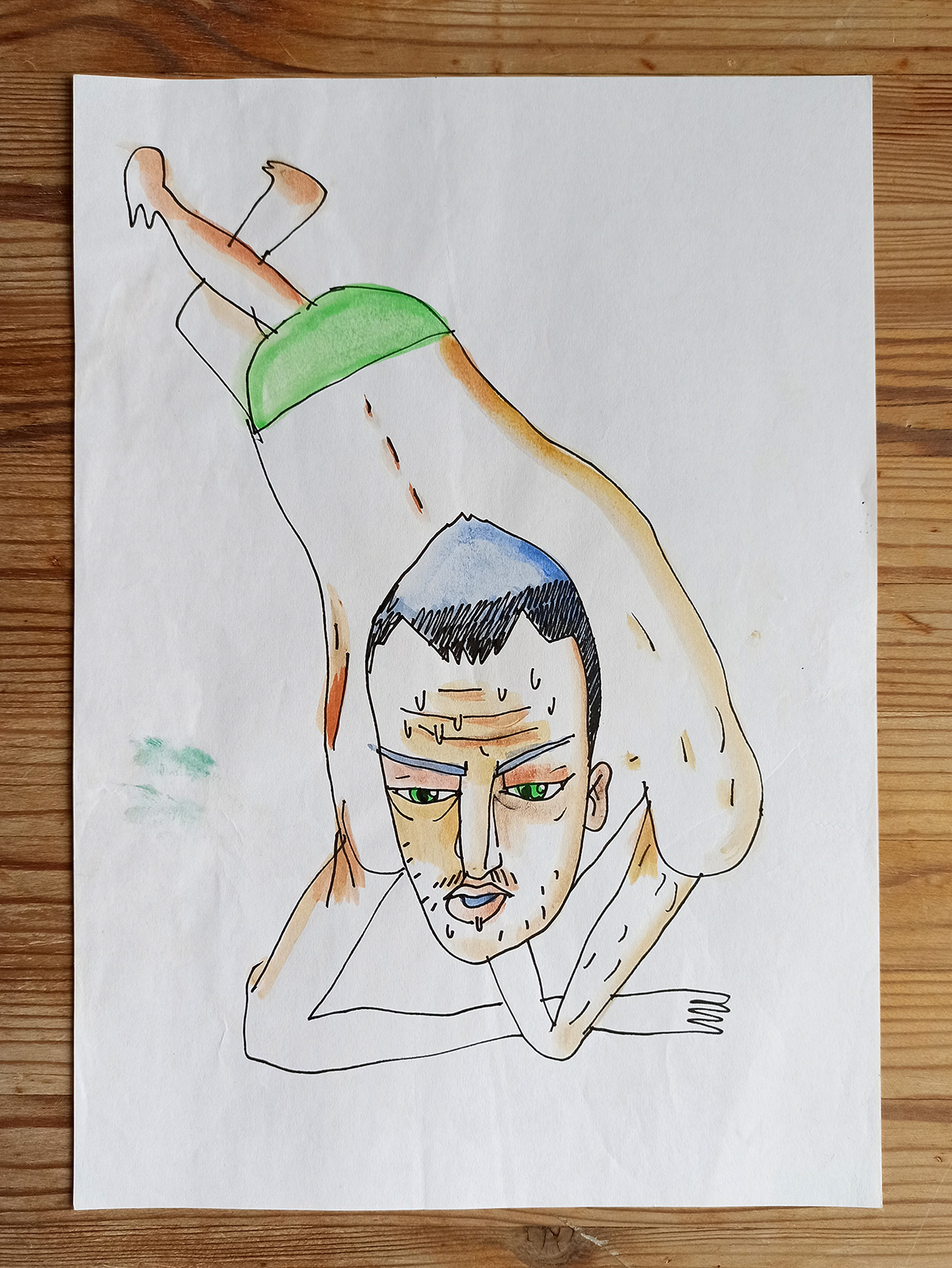 tegninger, figurative, illustrative, kroppe, hverdagsliv, havet, mennesker, beige, brune, grønne, papir, tusch, moderne, Køb original kunst og kunstplakater. Malerier, tegninger, limited edition kunsttryk & plakater af dygtige kunstnere.