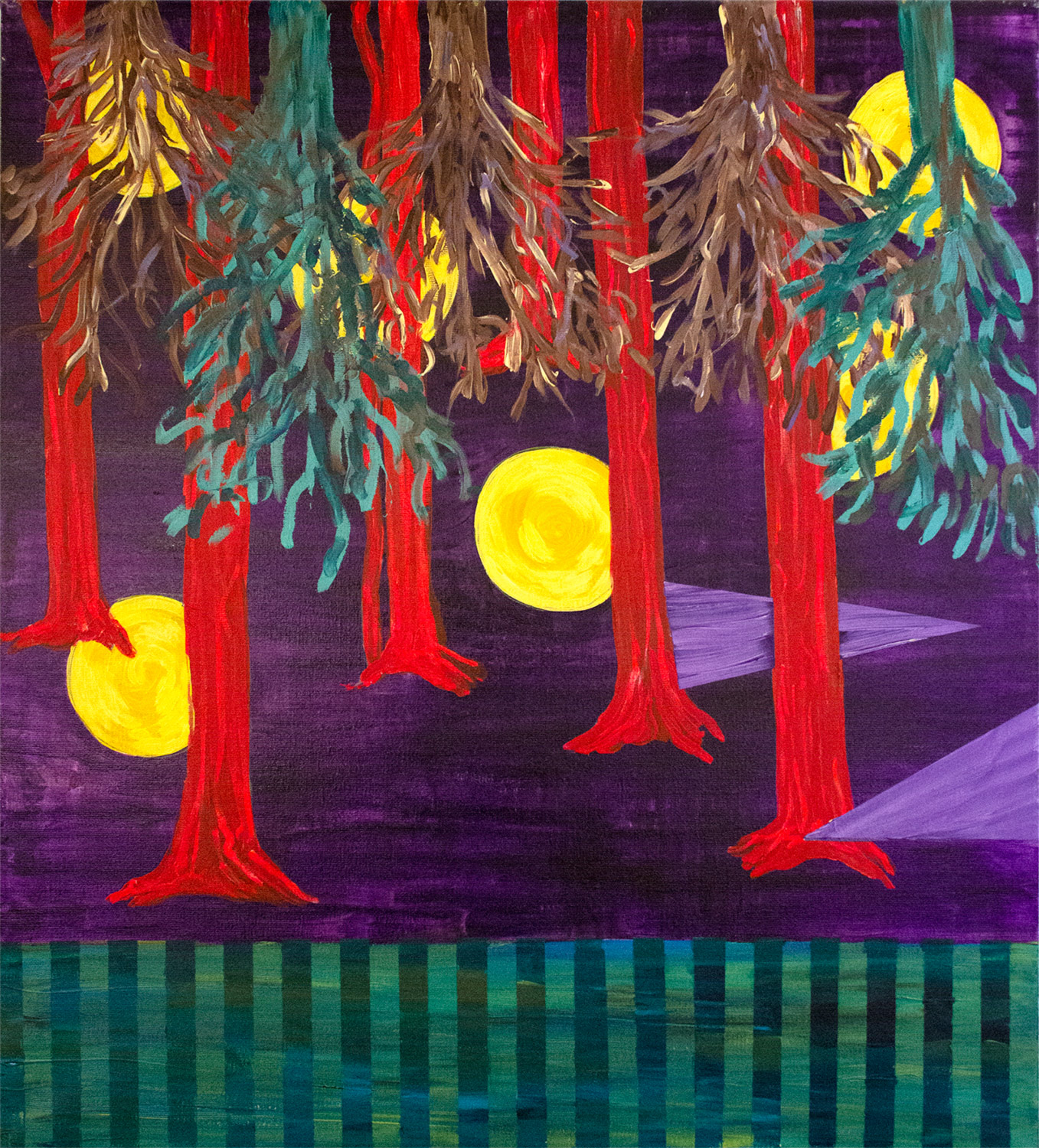 Lost & Found | Malerier | Anja Hemmingsen | Beauton Art Gallery malerier, farverige, figurative, landskab, surrealistiske, botanik, natur, mønstre, grønne, lillae, røde, akryl,  bomuldslærred, abstrakte-former, sceneri, hav, træer, levende, Køb original kunst og kunstplakater. Malerier, tegninger, limited edition kunsttryk & plakater af dygtige kunstnere.