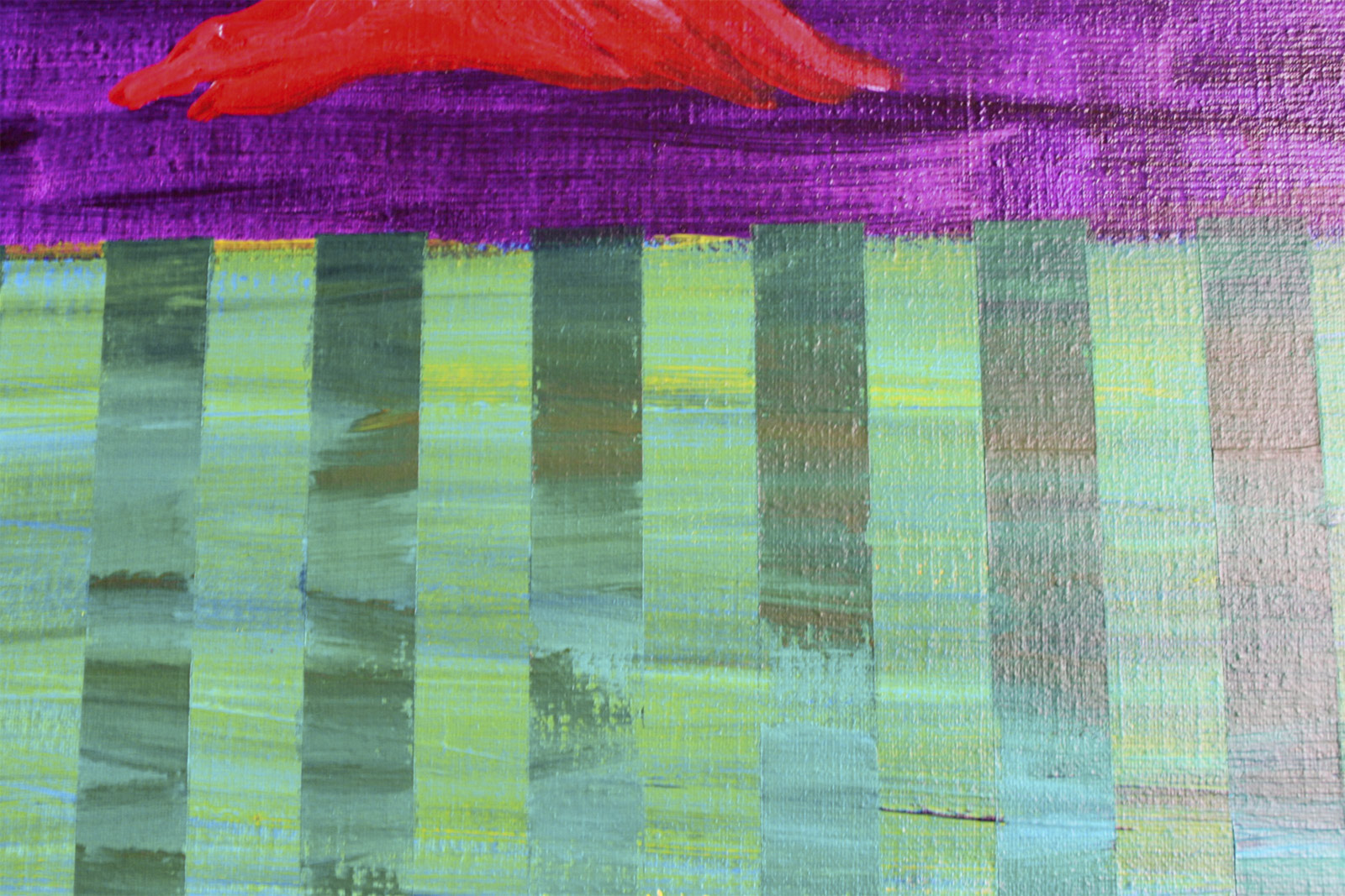 Lost & Found | Malerier | Anja Hemmingsen | Beauton Art Gallery malerier, farverige, figurative, landskab, surrealistiske, botanik, natur, mønstre, grønne, lillae, røde, akryl,  bomuldslærred, abstrakte-former, sceneri, hav, træer, levende, Køb original kunst og kunstplakater. Malerier, tegninger, limited edition kunsttryk & plakater af dygtige kunstnere.