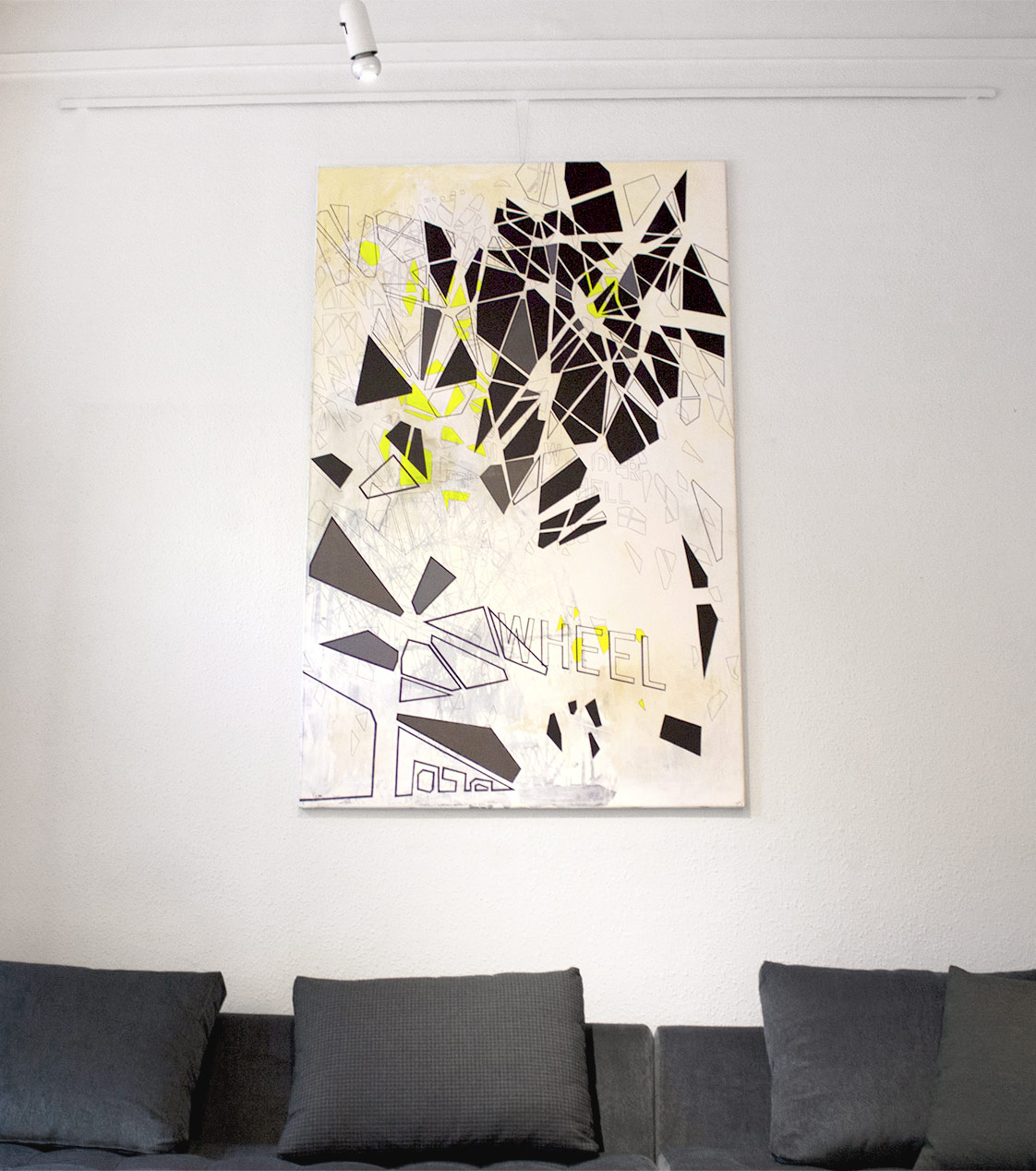 malerier, collager, abstrakte, geometriske, grafiske, pop, arkitektur, bevægelse, mønstre, videnskab, sorte, grå, hvide, gule, akryl,  bomuldslærred, blyant, fotos, abstrakte-former, arkitektoniske, bygninger, samtidskunst, dansk, dekorative, design, bondegård, interiør, bolig-indretning, moderne, moderne-kunst, nordisk, skandinavisk, Køb original kunst og kunstplakater. Malerier, tegninger, limited edition kunsttryk & plakater af dygtige kunstnere.