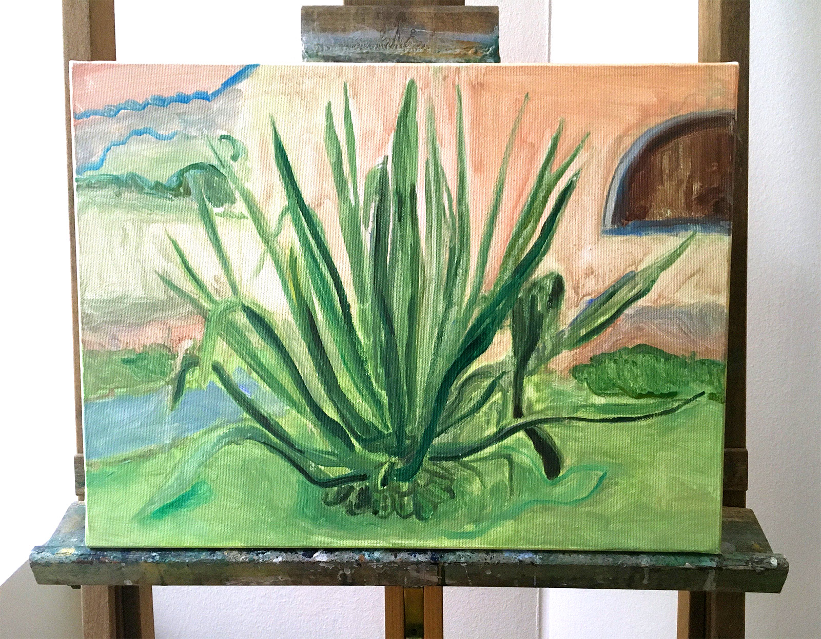 Miraflores | Malerier | Rafael Guerrero Céspedes | Beauton Art Gallery malerier, æstetiske, figurative, illustrative, still-life, botanik, stemninger, natur, årstider, blå, brune, grønne, pastel,  bomuldslærred, olie, smukke, samtidskunst, sød, dag, dekorative, detaljerigt, blomster, have, huse, interiør, bolig-indretning, naturlig, naturealistiske, nordisk, udendørs, planter, skandinavisk, forår, rolige, træer, Køb original kunst og kunstplakater. Malerier, tegninger, limited edition kunsttryk & plakater af dygtige kunstnere.