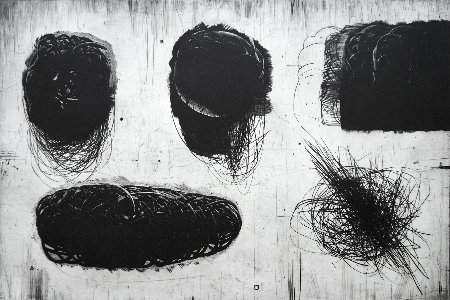 Perpetuum Mobile XXVII | Kunsttryk, Engraveringer | Tomasz Winiarski | Beauton Art Gallery kunsttryk, engraveringer, abstrakte, grafiske, monokrome, mønstre, sorte, grå, hvide, blæk, papir, abstrakte-former, atmosfære, efterår, sort-hvide, konceptuel, dansk, dekorative, design, interiør, bolig-indretning, nordisk, skandinavisk, Køb original kunst og kunstplakater. Malerier, tegninger, limited edition kunsttryk & plakater af dygtige kunstnere.