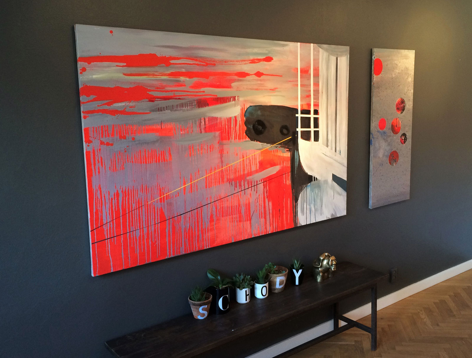 Uden Titel #1 | Malerier | Agnieszka Zawisza | Beauton Art Gallery malerier, abstrakte, geometriske, grafiske, mønstre, blå, grå, røde,  bomuldslærred, olie, abstrakte-former, atmosfære, samtidskunst, dansk, design, interiør, bolig-indretning, moderne, moderne-kunst, nordisk, pop-art, skandinavisk, Køb original kunst og kunstplakater. Malerier, tegninger, limited edition kunsttryk & plakater af dygtige kunstnere.