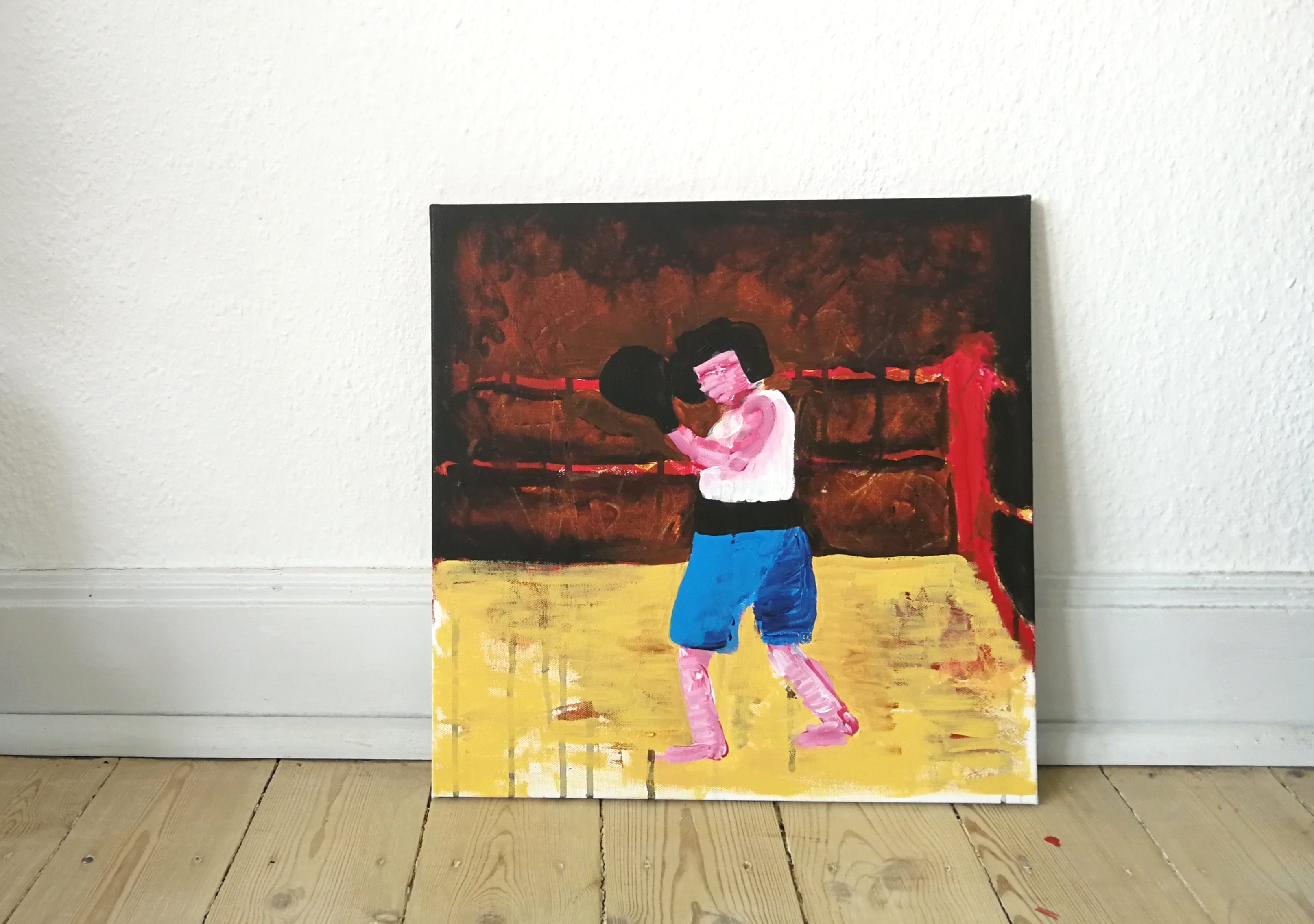 malerier, ekspressionistiske, figurative, kroppe, bevægelse, mennesker, sport, beige, sorte, blå, røde, akryl,  bomuldslærred, samtidskunst, dekorative, ekspressionisme, kvindelig, feminist, interiør, bolig-indretning, moderne, moderne-kunst, kvinder, Køb original kunst og kunstplakater. Malerier, tegninger, limited edition kunsttryk & plakater af dygtige kunstnere.
