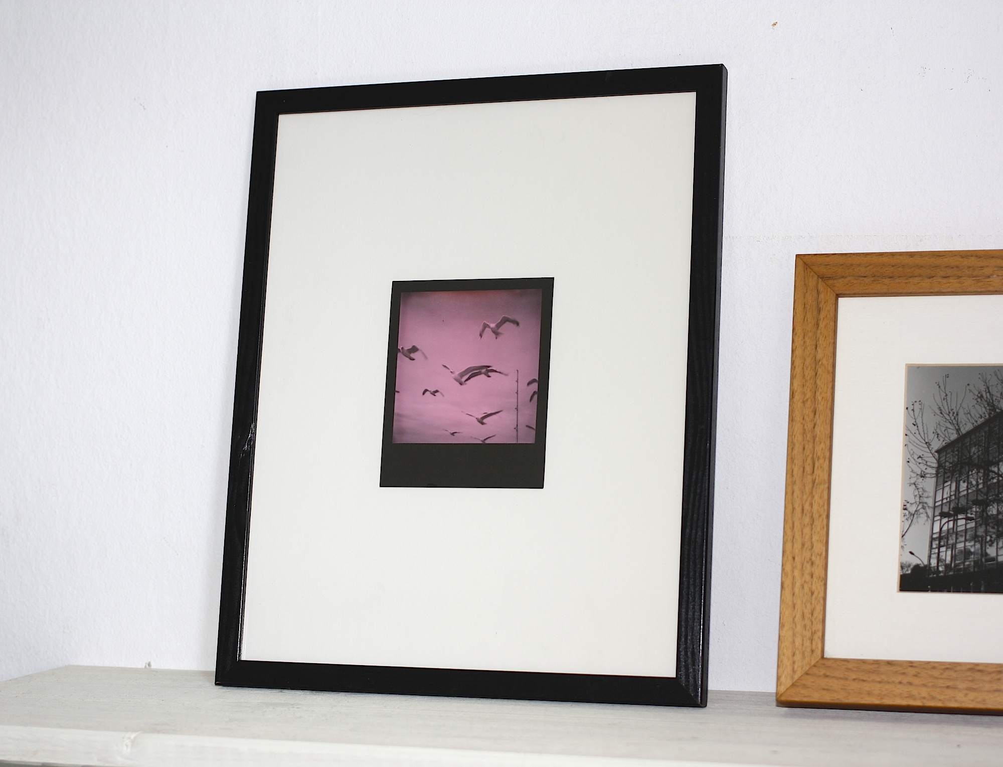 Måger (Serie 2/2) - 9 x 11 cm. Originalfoto i et begrænset oplag på 12 af fotograf og kunstmaler Rafael Guerrero.    Fotografiet er analogt og fremkaldt i hånden af Rafael, og der vil derfor forekomme meget små variationer fra hver kopi.