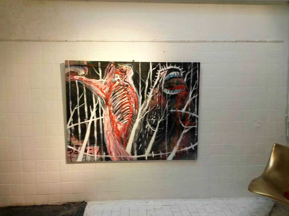 malerier, dyr, ekspressionistiske, natur, dyreliv, sorte, grå, røde, hvide, akryl,  bomuldslærred, tusch, spraymaling, ekspressionisme, vilde-dyr, Køb original kunst af den højeste kvalitet. Malerier, tegninger, limited edition kunsttryk & plakater af dygtige kunstnere.
