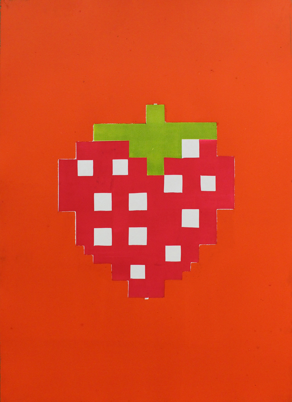 STRAWBERRY linocut_orange