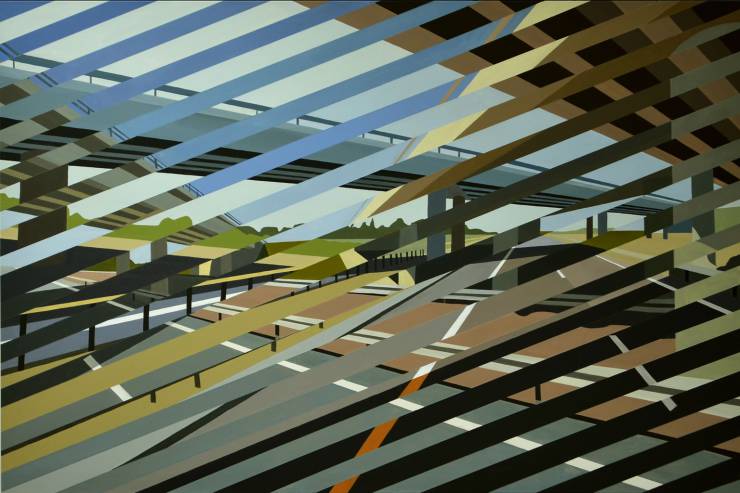 malerier, geometriske, grafiske, arkitektur, bevægelse, mønstre, transportmidler, sorte, blå, brune, grønne, akryl,  bomuldslærred, arkitektoniske, bygninger, sceneri, tid, Køb original kunst og kunstplakater. Malerier, tegninger, limited edition kunsttryk & plakater af dygtige kunstnere.