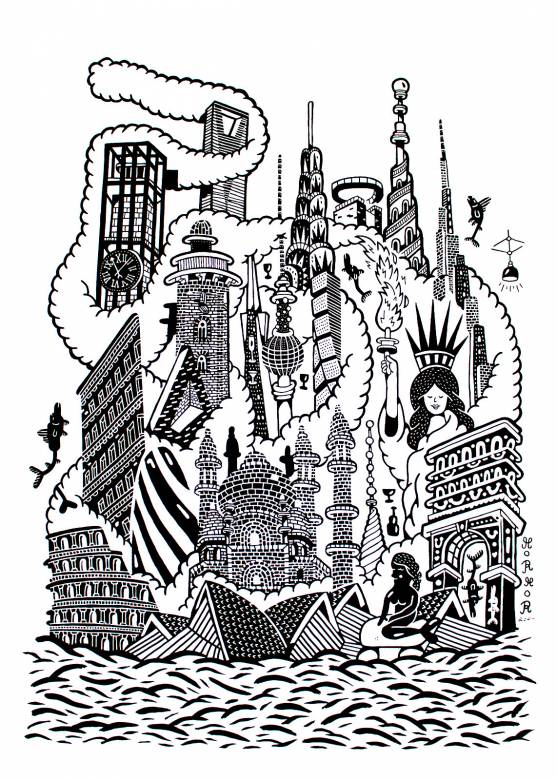 World | Plakater-posters-kunsttryk, Giclee-tryk | Mormor | Beauton Art Gallery plakater-posters-kunsttryk, giclee-tryk, børnevenlige, geometriske, illustrative, monokrome, arkitektur, humor, havet, sorte, hvide, blæk, papir, sjove, arkitektoniske, strand, sort-hvide, bygninger, dansk, dekorative, design, fisk, interiør, bolig-indretning, nordisk, plakater, skandinavisk, hav, skibe, vand, Køb original kunst og kunstplakater. Malerier, tegninger, limited edition kunsttryk & plakater af dygtige kunstnere.