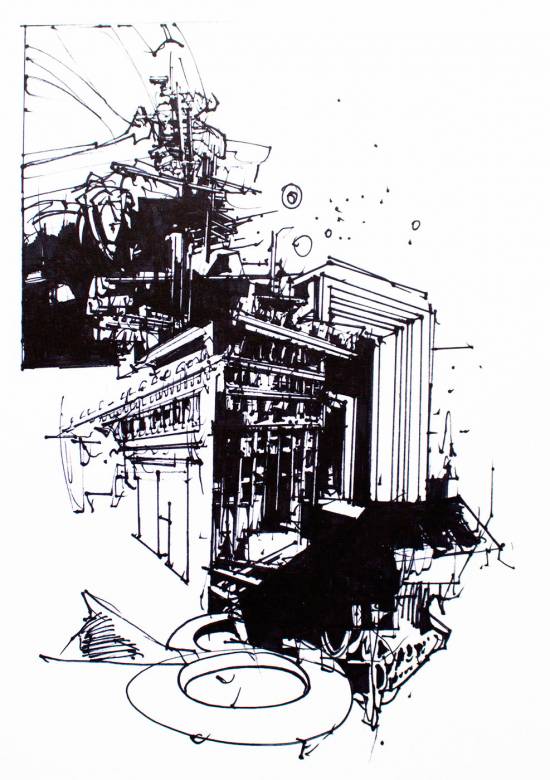 Arkitektoniske Tegninger #2 | Kunsttryk, Gliceé | Ola Juliussen | Beauton Art Gallery kunsttryk, gliceé, abstrakte, geometriske, monokrome, arkitektur, mønstre, sorte, hvide, blæk, papir, abstrakte-former, arkitektoniske, sort-hvide, bygninger, Køb original kunst af den højeste kvalitet. Malerier, tegninger, limited edition kunsttryk & plakater af dygtige kunstnere.