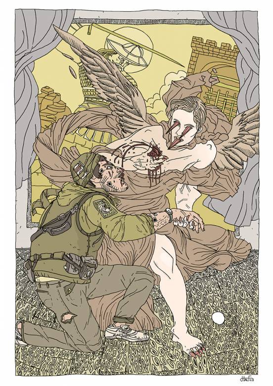 Dåb | Kunsttryk, Gliceé | Halfdan Pisket | Beauton Art Gallery kunsttryk, gliceé, figurative, illustrative, portræt, surrealistiske, kroppe, tegneserier, religion, grønne, grå, gule, blæk, papir, samtidskunst, dansk, dekorative, design, interiør, bolig-indretning, mænd, moderne, moderne-kunst, nordisk, plakater, tryk, skandinavisk, skitse, Køb original kunst og kunstplakater. Malerier, tegninger, limited edition kunsttryk & plakater af dygtige kunstnere.