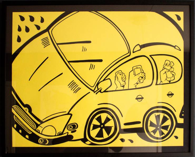 Familietur | Tegninger | Mormor | Beauton Art Gallery tegninger, børnevenlige, pop, humor, stemninger, bevægelse, transportmidler, sorte, gule, artliner, papir, tusch, sjove, biler, samtidskunst, dansk, design, interiør, bolig-indretning, moderne, moderne-kunst, naive, nordisk, skandinavisk, street-art, køretøjer, Køb original kunst og kunstplakater. Malerier, tegninger, limited edition kunsttryk & plakater af dygtige kunstnere.