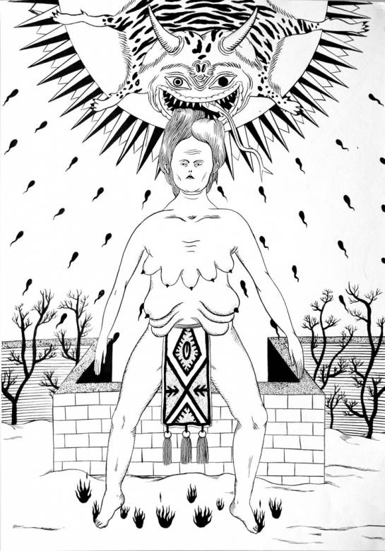 Divine | Tegninger | Marthe Jung | Beauton Art Gallery tegninger, figurative, monokrome, portræt, surrealistiske, kroppe, kæledyr, seksualitet, vilde-dyr, sorte, hvide, artliner, blæk, papir, sort-hvide, dansk, dekorative, design, interiør, bolig-indretning, nordisk, skandinavisk, vilde-dyr, Køb original kunst og kunstplakater. Malerier, tegninger, limited edition kunsttryk & plakater af dygtige kunstnere.