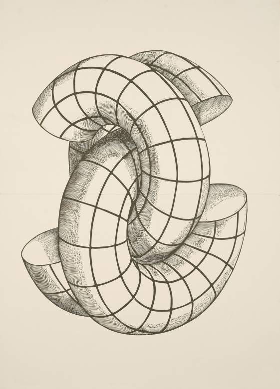 Figurations IX beige - 140 x 100 cm. Limited edition linocut print af Marta Banaszak FIGURATIONS IX linocut_Marta Banaszak