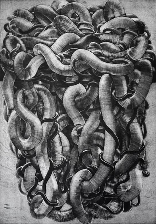 Perpetuum Mobile LXXXVII | Kunsttryk, Engraveringer | Tomasz Winiarski | Beauton Art Gallery kunsttryk, engraveringer, abstrakte, æstetiske, monokrome, bevægelse, sorte, grå, hvide, blæk, papir, abstrakte-former, efterår, dansk, dekorative, design, interiør, bolig-indretning, nordisk, skandinavisk, Køb original kunst og kunstplakater. Malerier, tegninger, limited edition kunsttryk & plakater af dygtige kunstnere.