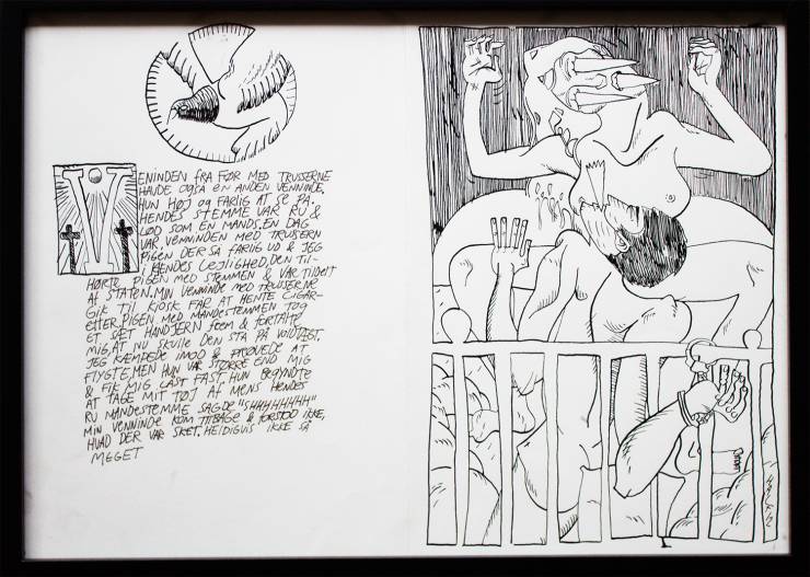 Låsesmedsfilerne XVII | Tegninger | Halfdan Pisket | Beauton Art Gallery tegninger, grafiske, illustrative, monokrome, portræt, kroppe, tegneserier, seksualitet, sorte, hvide, artliner, papir, tusch, erotiske, mænd, nøgen, seksuel, Køb original kunst og kunstplakater. Malerier, tegninger, limited edition kunsttryk & plakater af dygtige kunstnere.