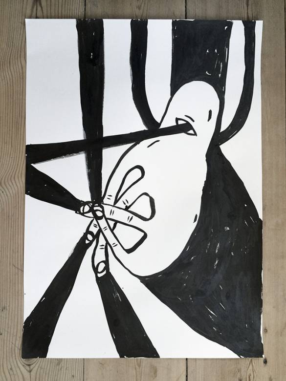 Things i see when I close my eyes #4 | Tegninger | My Buemann | Beauton Art Gallery tegninger, børnevenlige, grafiske, monokrome, pop, tegneserier, humor, mønstre, sorte, papir, tusch, abstrakte-former, dansk, dekorative, design, interiør, bolig-indretning, nordisk, skandinavisk, street-art, Køb original kunst og kunstplakater. Malerier, tegninger, limited edition kunsttryk & plakater af dygtige kunstnere.