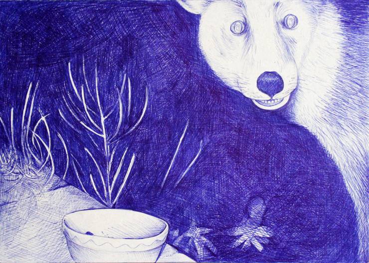 Ræv i den blå nat. En original illustration af Morten Løfberg. saatchi online gallery, artrebels galleri, illustrationer tegninger, talentfulde kunstnere, online gallerier, originaler