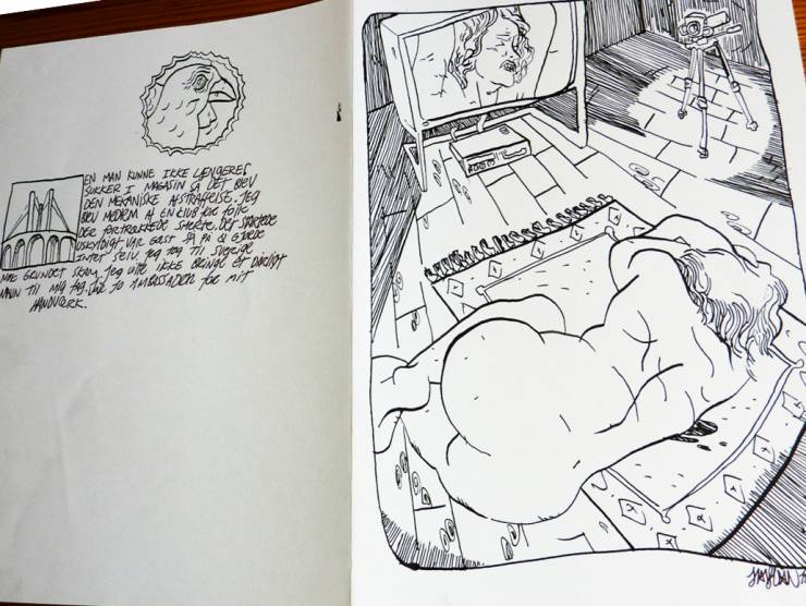 Låsesmedsfilerne XXII | Tegninger | Halfdan Pisket | Beauton Art Gallery tegninger, figurative, illustrative, portræt, kroppe, tegneserier, hverdagsliv, seksualitet, sorte, hvide, papir, tusch, erotiske, nøgen, seksuel, skitse, Køb original kunst og kunstplakater. Malerier, tegninger, limited edition kunsttryk & plakater af dygtige kunstnere.