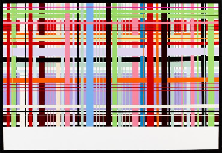 minimalistisk maleri, farverig, enkelt, stilrent, linjer, farver, rød, grafisk, design