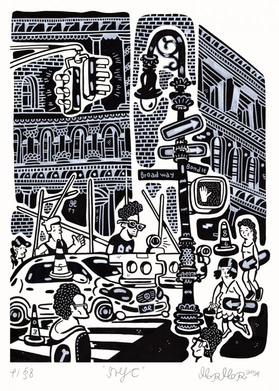 Big NYC | Plakater-posters-kunsttryk, Giclee-tryk | Mormor | Beauton Art Gallery plakater-posters-kunsttryk, giclee-tryk, børnevenlige, grafiske, illustrative, monokrome, pop, arkitektur, tegneserier, humor, mennesker, sorte, grå, blæk, papir, arkitektoniske, byer, samtidskunst, dansk, dekorative, design, interiør, bolig-indretning, moderne, moderne-kunst, nordisk, skandinavisk, Buy original high quality art. Paintings, drawings, limited edition prints & posters by talented artists.