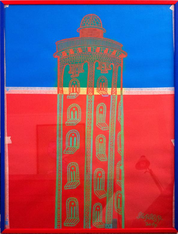 Rundetårn | Tegninger, Malerier | Mormor | Beauton Art Gallery tegninger, malerier, farverige, figurative, grafiske, pop, arkitektur, blå, røde, akryl, blæk, papir, andre-medier, arkitektoniske, bygninger, byer, samtidskunst, københavn, design, interiør, bolig-indretning, moderne, moderne-kunst, nordisk, skandinavisk, Køb original kunst og kunstplakater. Malerier, tegninger, limited edition kunsttryk & plakater af dygtige kunstnere.