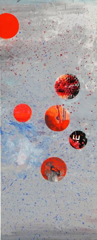 Uden Titel #1 | Malerier | Agnieszka Zawisza | Beauton Art Gallery malerier, abstrakte, geometriske, grafiske, mønstre, blå, grå, røde,  bomuldslærred, olie, abstrakte-former, atmosfære, samtidskunst, dansk, design, interiør, bolig-indretning, moderne, moderne-kunst, nordisk, pop-art, skandinavisk, Køb original kunst og kunstplakater. Malerier, tegninger, limited edition kunsttryk & plakater af dygtige kunstnere.