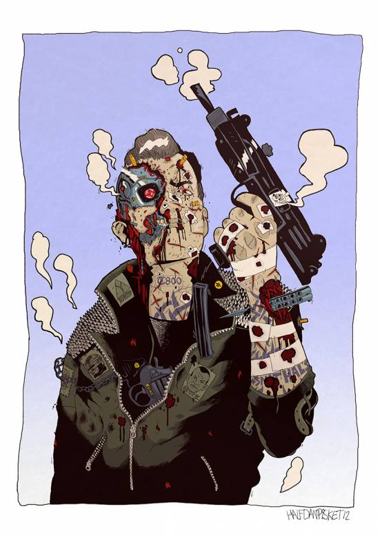 T800 | Plakater-posters-kunsttryk, Giclee-tryk | Halfdan Pisket | Beauton Art Gallery plakater-posters-kunsttryk, giclee-tryk, illustrative, portræt, surrealistiske, tegneserier, mennesker, videnskab, beige, sorte, blå, blæk, papir, sjove, samtidskunst, københavn, dansk, dekorative, interiør, bolig-indretning, mænd, moderne, moderne-kunst, nordisk, plakater, tryk, skandinavisk, Køb original kunst og kunstplakater. Malerier, tegninger, limited edition kunsttryk & plakater af dygtige kunstnere.