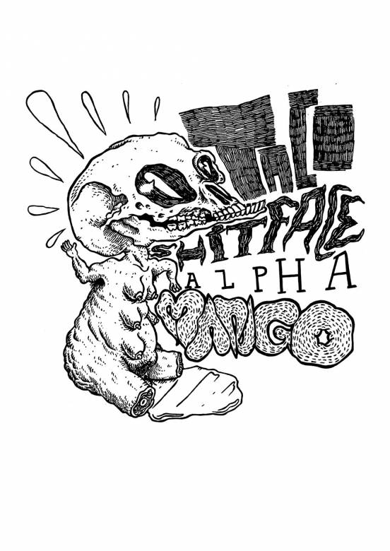 Taco Shitface Alpha Mango | Kunsttryk, Gliceé | Patrick Ringsborg | Beauton Art Gallery kunsttryk, gliceé, monokrome, surrealistiske, kroppe, tegneserier, humor, typografi, sorte, hvide, blæk, papir, sort-hvide, samtidskunst, interiør, bolig-indretning, moderne, moderne-kunst, plakater, tryk, Køb original kunst og kunstplakater. Malerier, tegninger, limited edition kunsttryk & plakater af dygtige kunstnere.