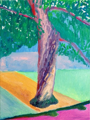 Stevnsgade | Malerier | Rafael Guerrero Céspedes | Beauton Art Gallery malerier, æstetiske, nordisk, landskab, eskspressionisme, Scandinavisk, botanik, stemninger, forår, natur, årstider, gule, pink, grønne, lillae, blå,  bomuldslærred, olie, atmosfære, smukke, samtidskunst, træer, dag, dekorative, urban, lodret, moderne-kunst, naturlig, naturealistiske, udendørs, sceneri, sommer, symbolsk, rolige, vilde, københavn, Køb original kunst og kunstplakater. Malerier, tegninger, limited edition kunsttryk & plakater af dygtige kunstnere.