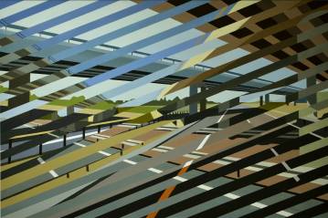 malerier, geometriske, grafiske, arkitektur, bevægelse, mønstre, transportmidler, sorte, blå, brune, grønne, akryl,  bomuldslærred, arkitektoniske, bygninger, sceneri, tid, Køb original kunst og kunstplakater. Malerier, tegninger, limited edition kunsttryk & plakater af dygtige kunstnere.