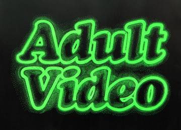 Adult Video green - 140 x 100 cm. Limited edition linoleumstryk af Marta Banaszak ADULT VIDEO linocut_ Marta Banaszak