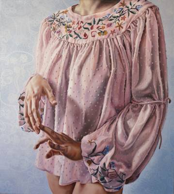 malerier, figurative, portræt, kroppe, mennesker, seksualitet, tekstiler, beige, blå, pastel, pink, hvide,  bomuldslærred, olie, smukke, beklædning, samtidskunst, dekorative, erotiske, kvindelig, feminist, blomster, interiør, bolig-indretning, moderne, moderne-kunst, kvinder, Køb original kunst og kunstplakater. Malerier, tegninger, limited edition kunsttryk & plakater af dygtige kunstnere.