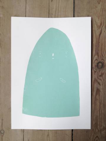 Small Mountain | Kunsttryk, Silketryk | My Buemann | Beauton Art Gallery kunsttryk, silketryk, dyr, børnevenlige, grafiske, illustrative, pop, tegneserier, børn, humor, kæledyr, blå, turkise, blæk, papir,  print, abstrakte-former, underholdende, atmosfære, comics, street-art, Køb original kunst af den højeste kvalitet. Malerier, tegninger, limited edition kunsttryk & plakater af dygtige kunstnere.
