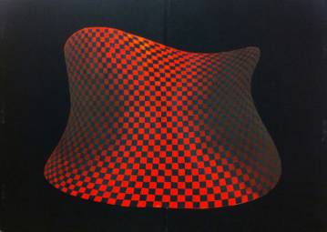 Figurations X Red/Black - 140 x 100 cm. Limited edition linoleumstryk af Marta Banaszak FIGURATIONS X_Marta Banaszak